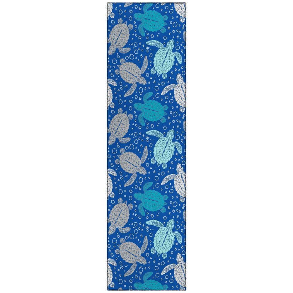 Indoor/Outdoor Surfside ASR43 Blue Washable 2'3" x 7'6" Runner Rug