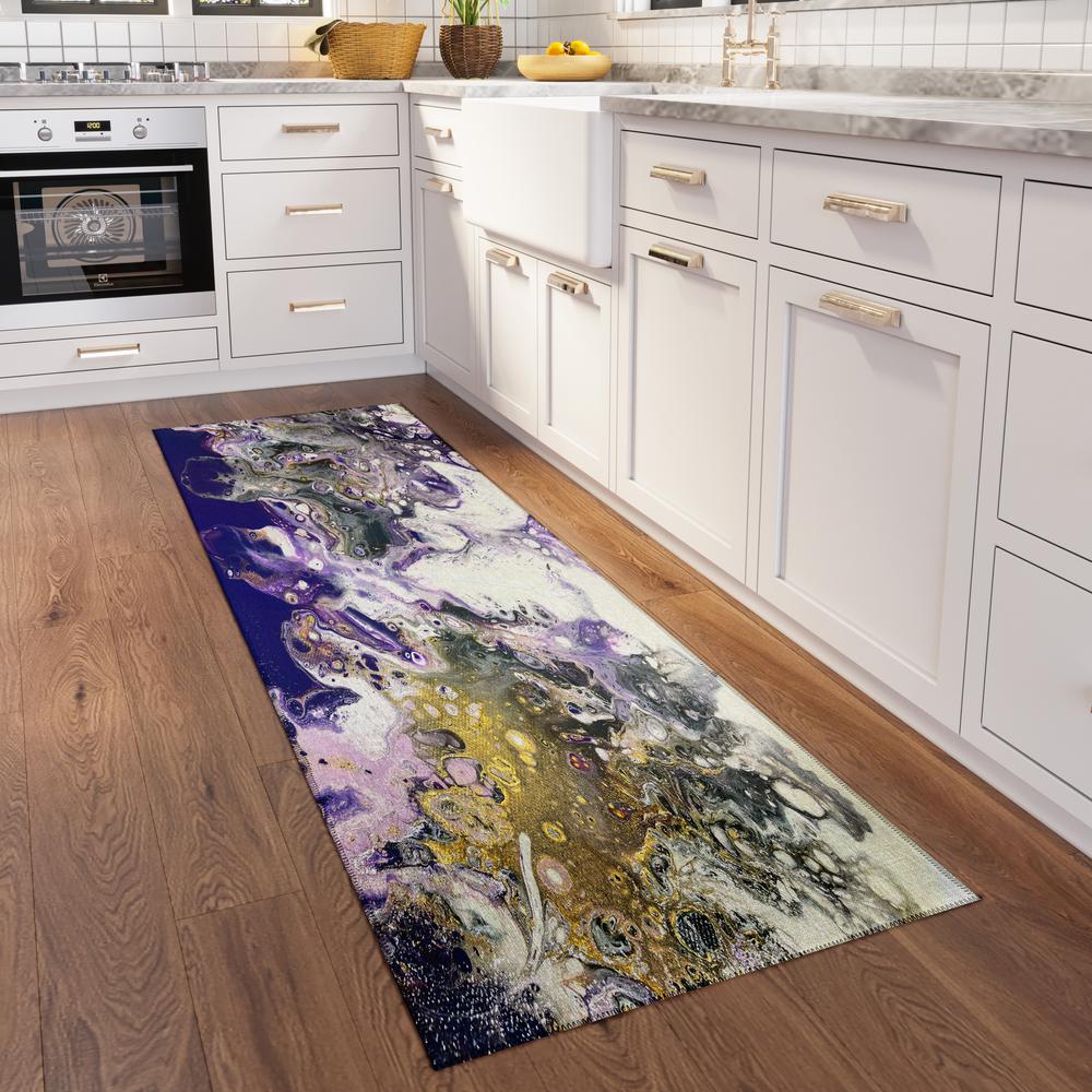 Karina Amethyst Modern Abstract 2'3" x 7'6" Runner Rug Amethyst AKC37