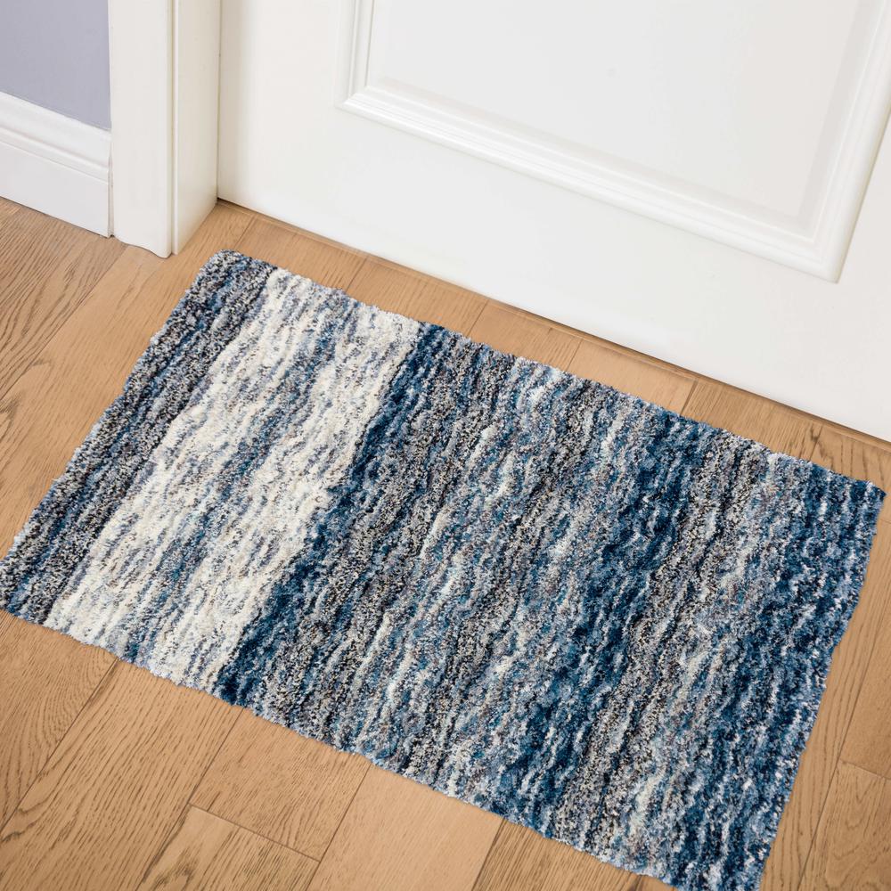 Addison Sanibel Striped Navy Shag 2' x 3' Accent Rug