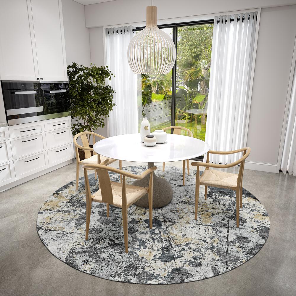 Indoor/Outdoor Accord AAC33 Black Washable 8' x 8' Round Rug