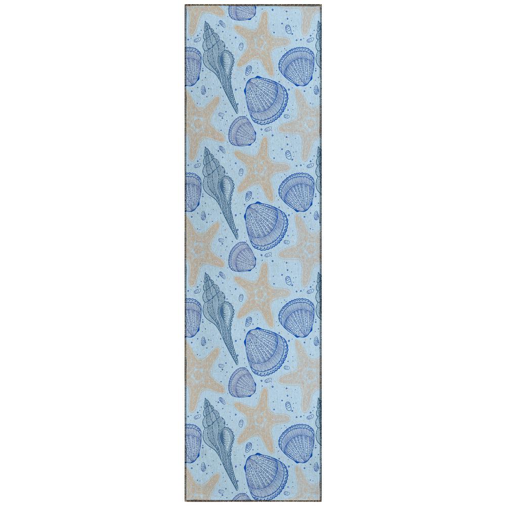 Indoor/Outdoor Surfside ASR34 Blue Washable 2'3" x 7'6" Runner Rug