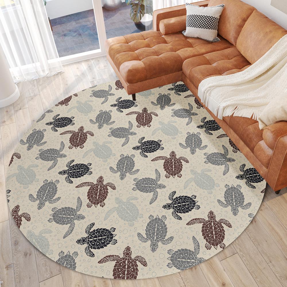Indoor/Outdoor Surfside ASR43 Sand Washable 8' x 8' Round Rug