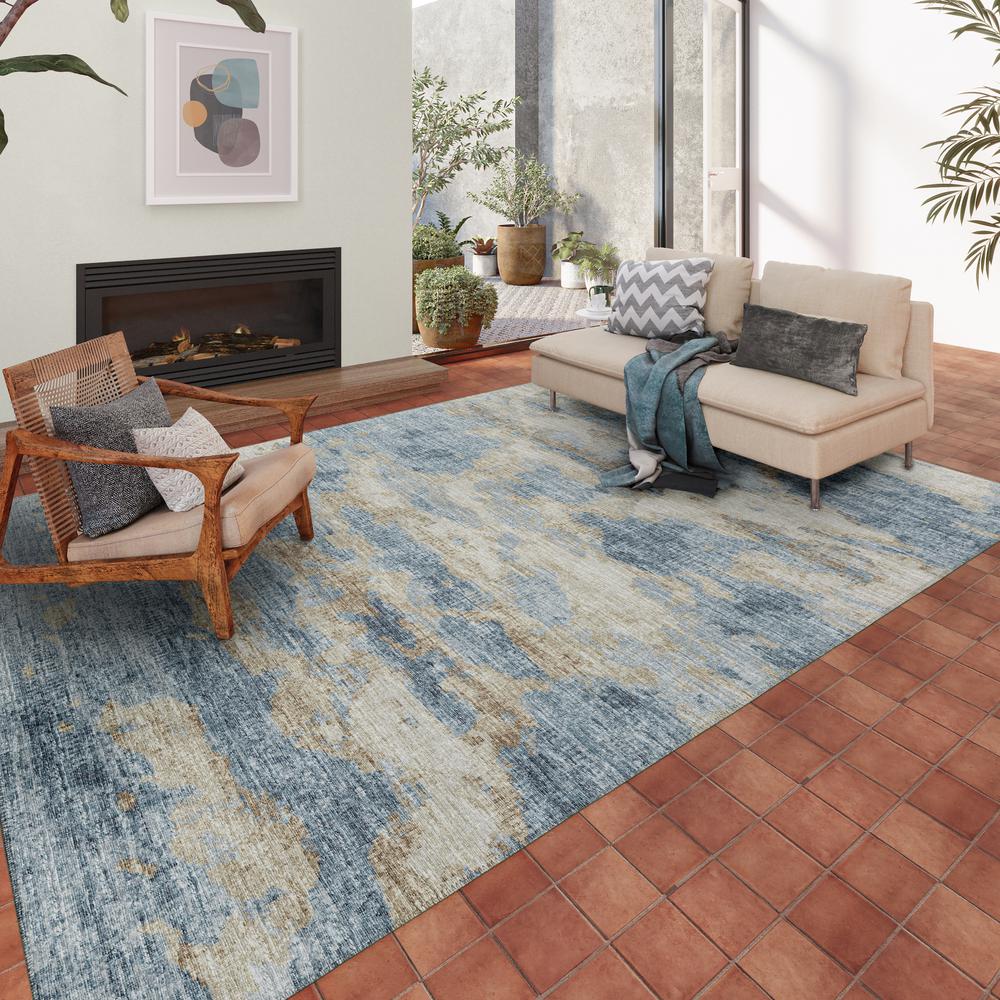 Indoor Accord AAC36 Blue Washable 10' x 14' Rug