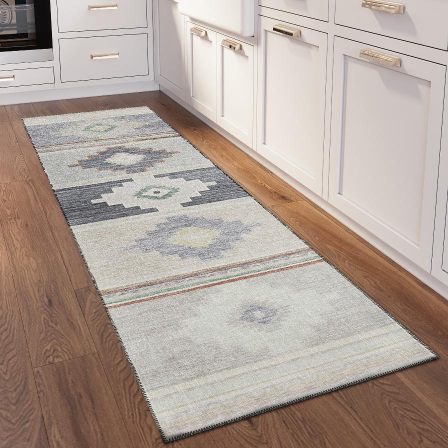 Indoor/Outdoor Sonora ASO31 Gray Washable 2'3" x 7'6" Runner Rug