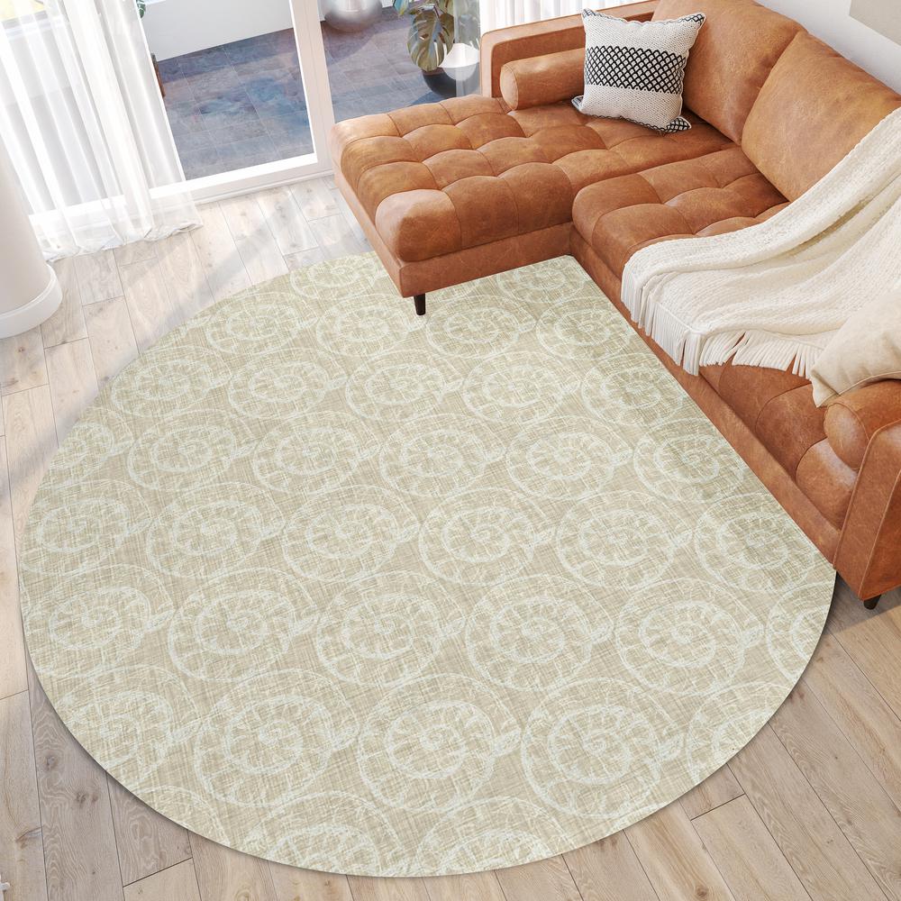 Indoor/Outdoor Surfside ASR41 Beige Washable 8' x 8' Round Rug