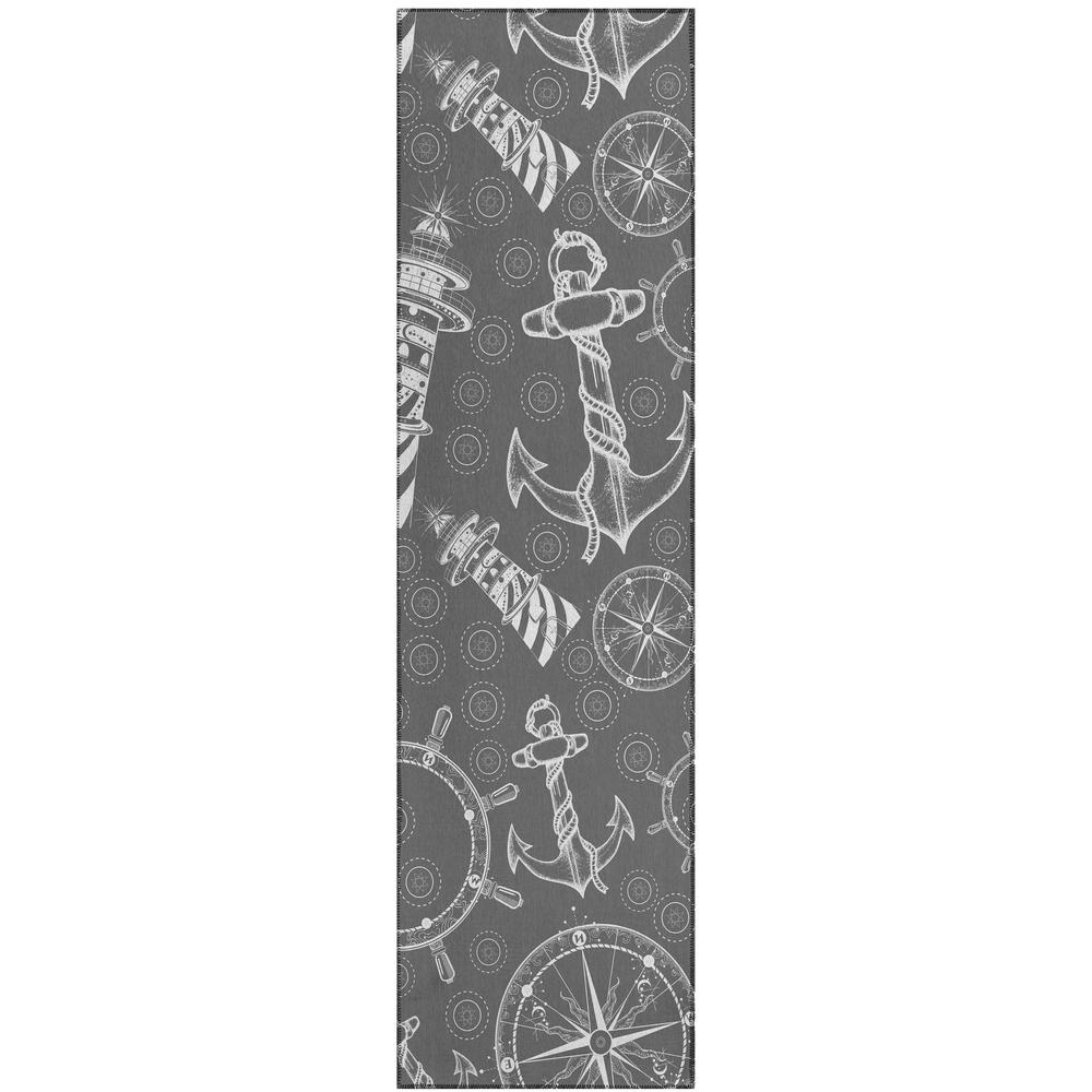 Indoor/Outdoor Harpswell AHP39 Smoke Washable 2'3" x 7'6" Runner Rug