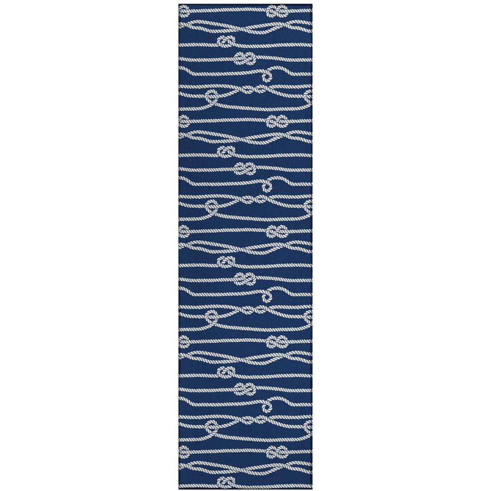 Indoor/Outdoor Harpswell AHP37 Blue Washable 2'3" x 7'6" Runner Rug