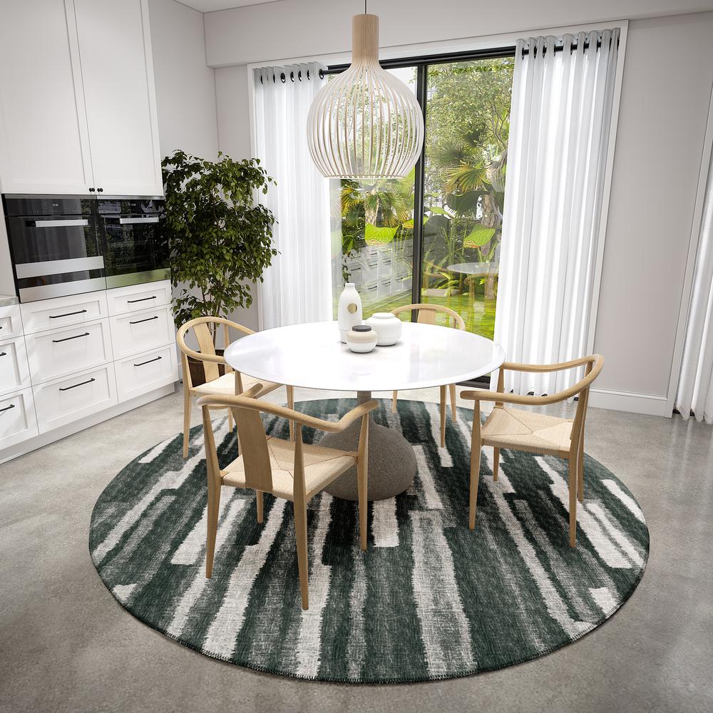 Bravado Shadow Contemporary Striped 8' x 8' Area Rug Shadow ABV37