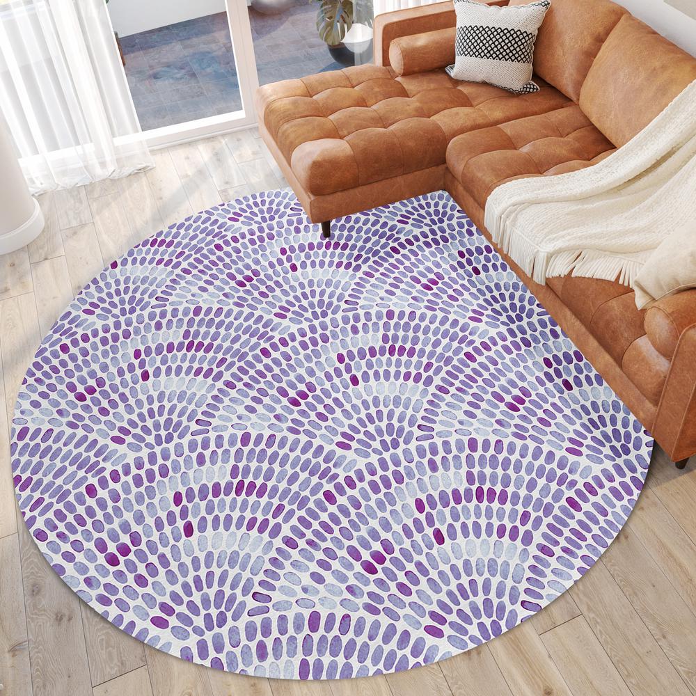 Indoor/Outdoor Surfside ASR37 Purple Washable 8' x 8' Round Rug