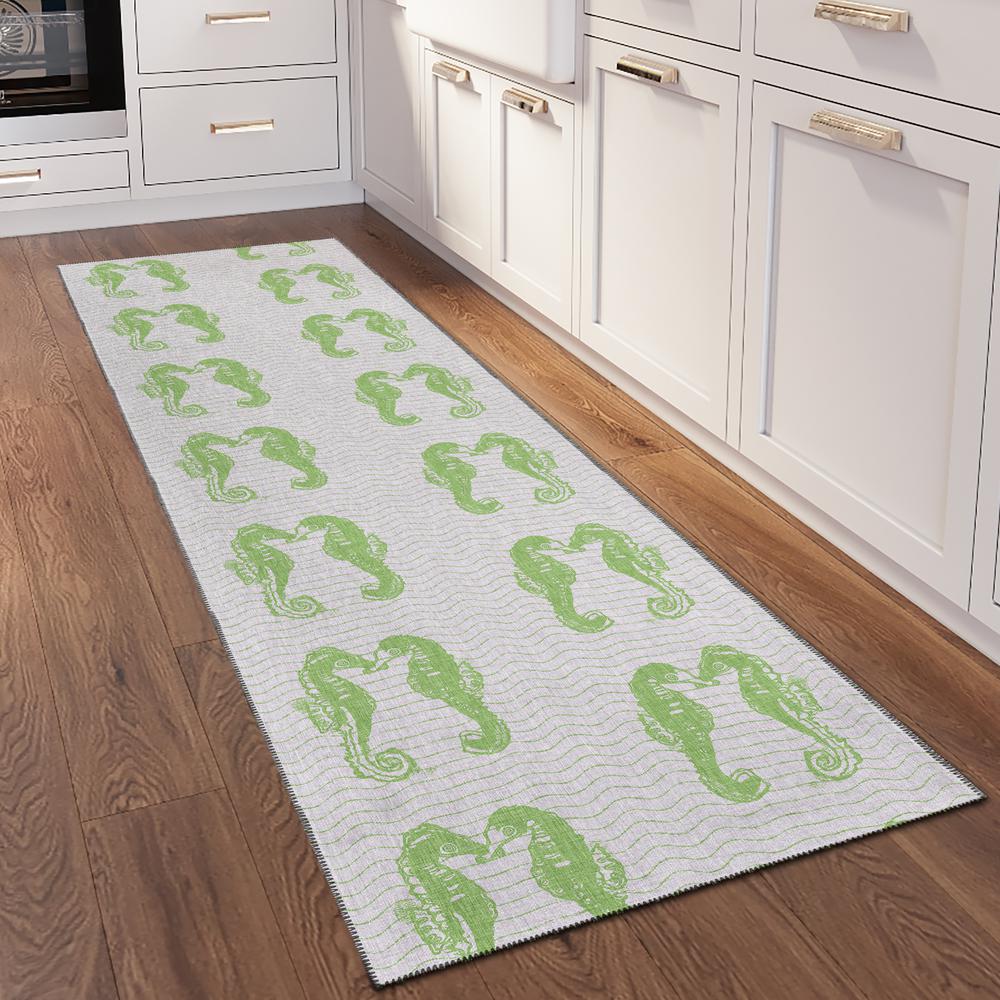 Indoor/Outdoor Surfside ASR45 Green Washable 2'3" x 7'6" Runner Rug