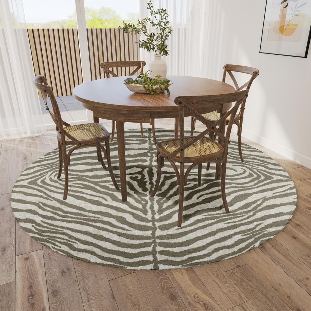 Safari Taupe Animal Animal Print 8' x 8' Area Rug Taupe ASF31