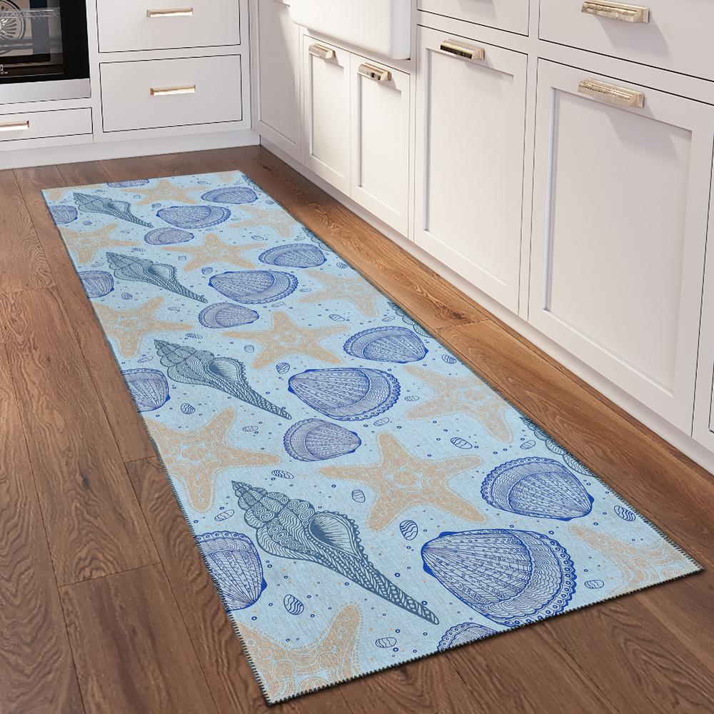 Indoor/Outdoor Surfside ASR34 Blue Washable 2'3" x 7'6" Runner Rug