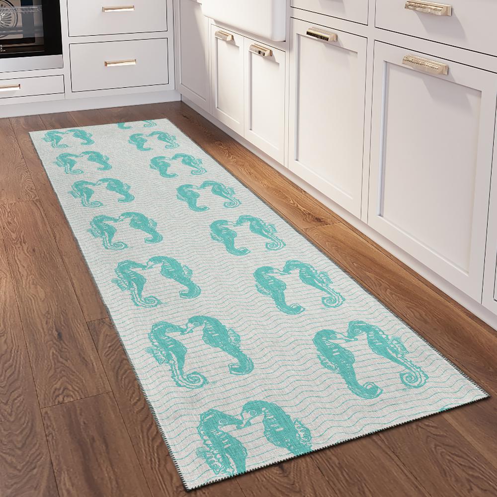 Indoor/Outdoor Surfside ASR45 Aqua Washable 2'3" x 7'6" Runner Rug