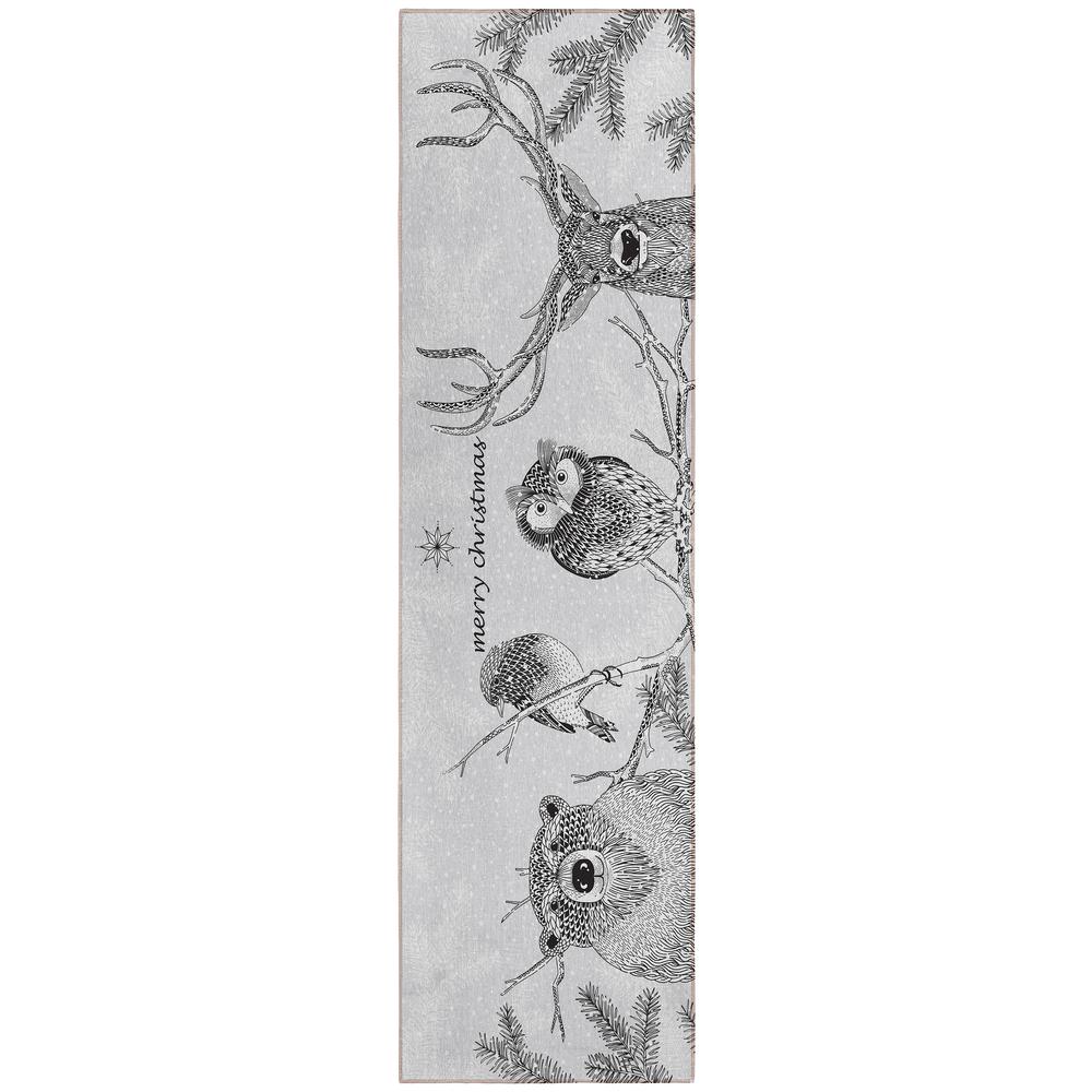 Indoor/Outdoor Cozy Winter ACW40 Gray Washable 2'3" x 7'6" Runner Rug