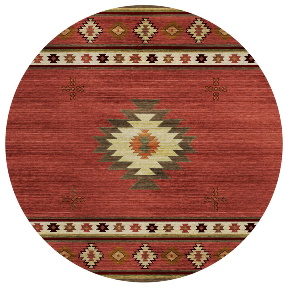 Indoor/Outdoor Sonora ASO34 Spice Washable 8' x 8' Round Rug