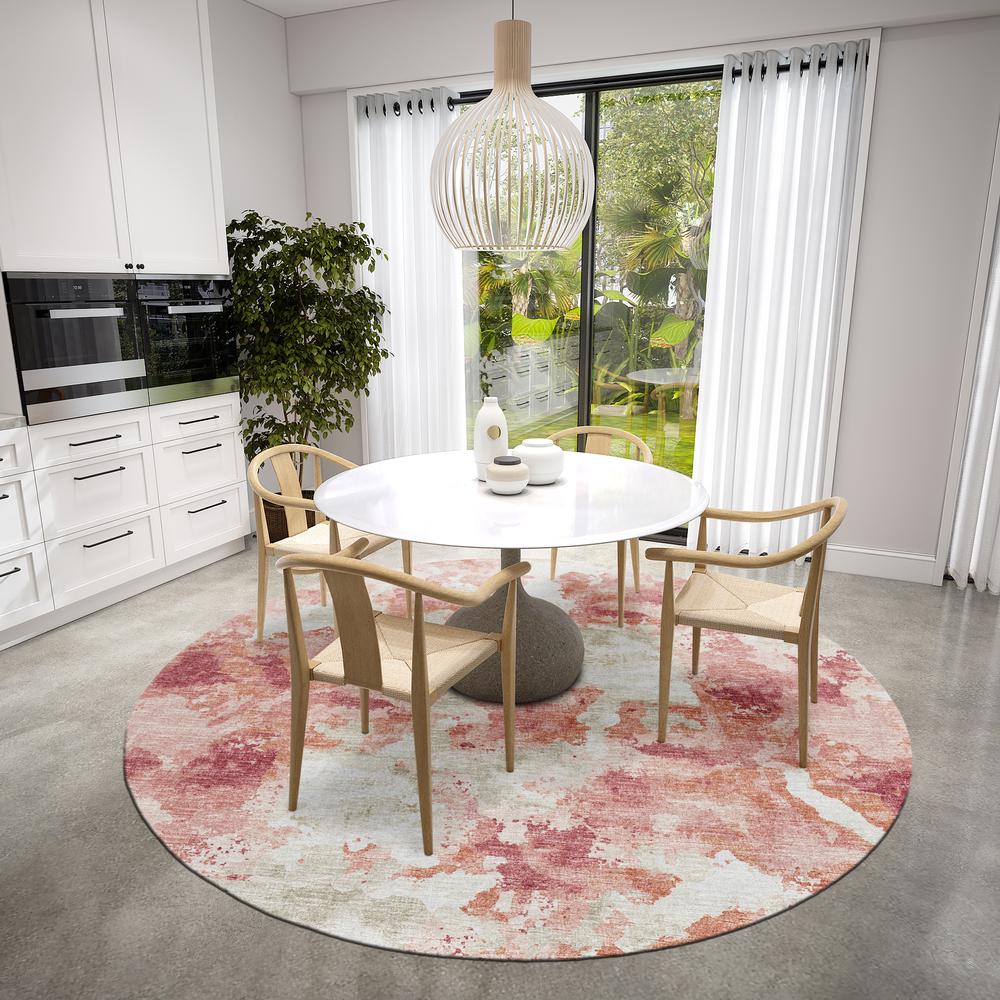 Indoor/Outdoor Accord AAC32 Pink Washable 8' x 8' Round Rug