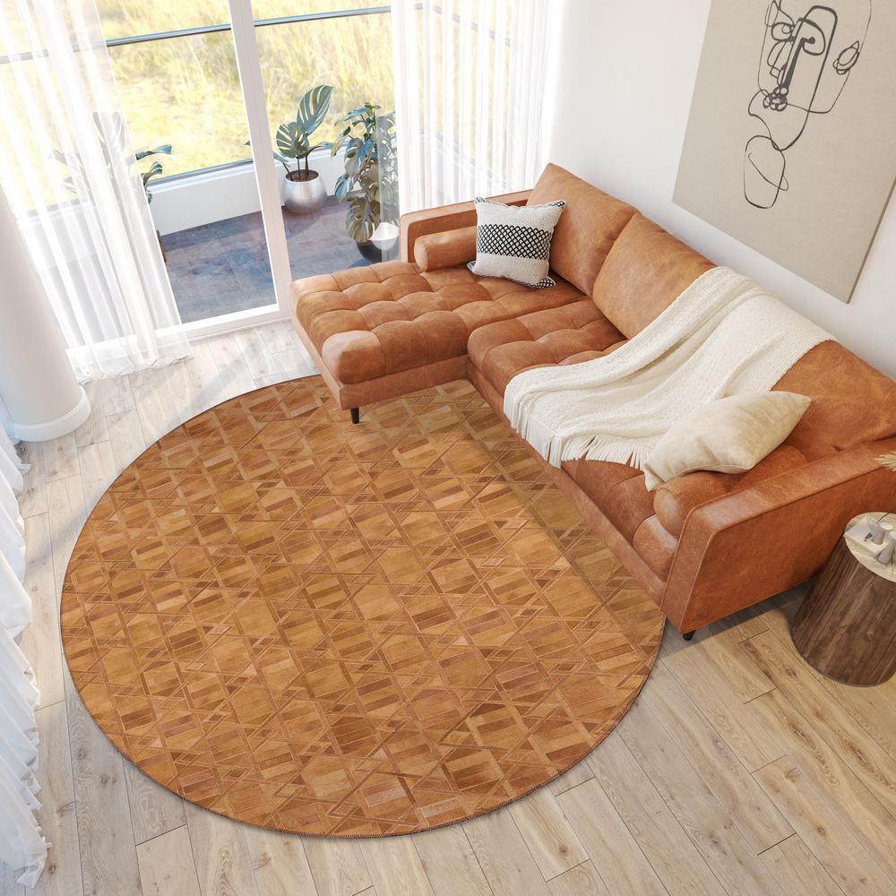 Laredo Brown Animal Patchwork 8' x 8' Round Rug Brown ALR34