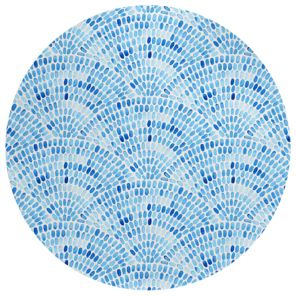 Indoor/Outdoor Surfside ASR37 Blue Washable 8' x 8' Round Rug