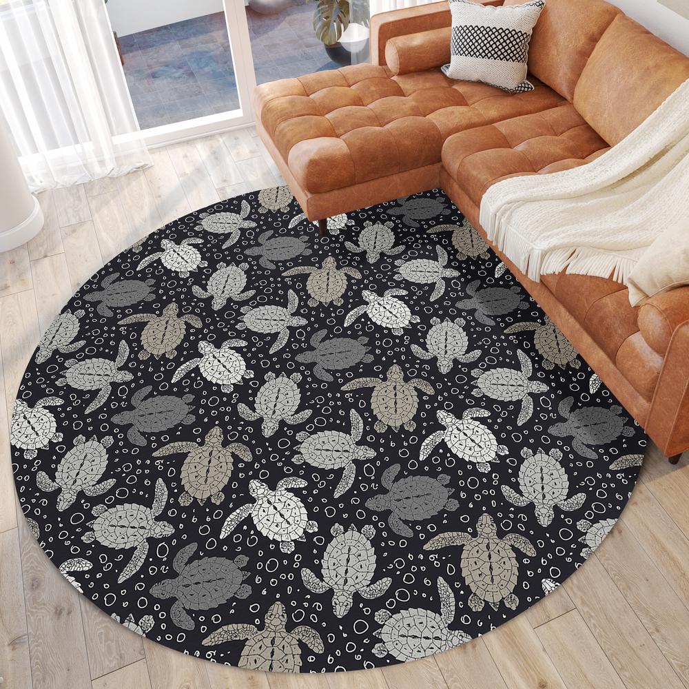 Indoor/Outdoor Surfside ASR43 Midnight Washable 8' x 8' Round Rug