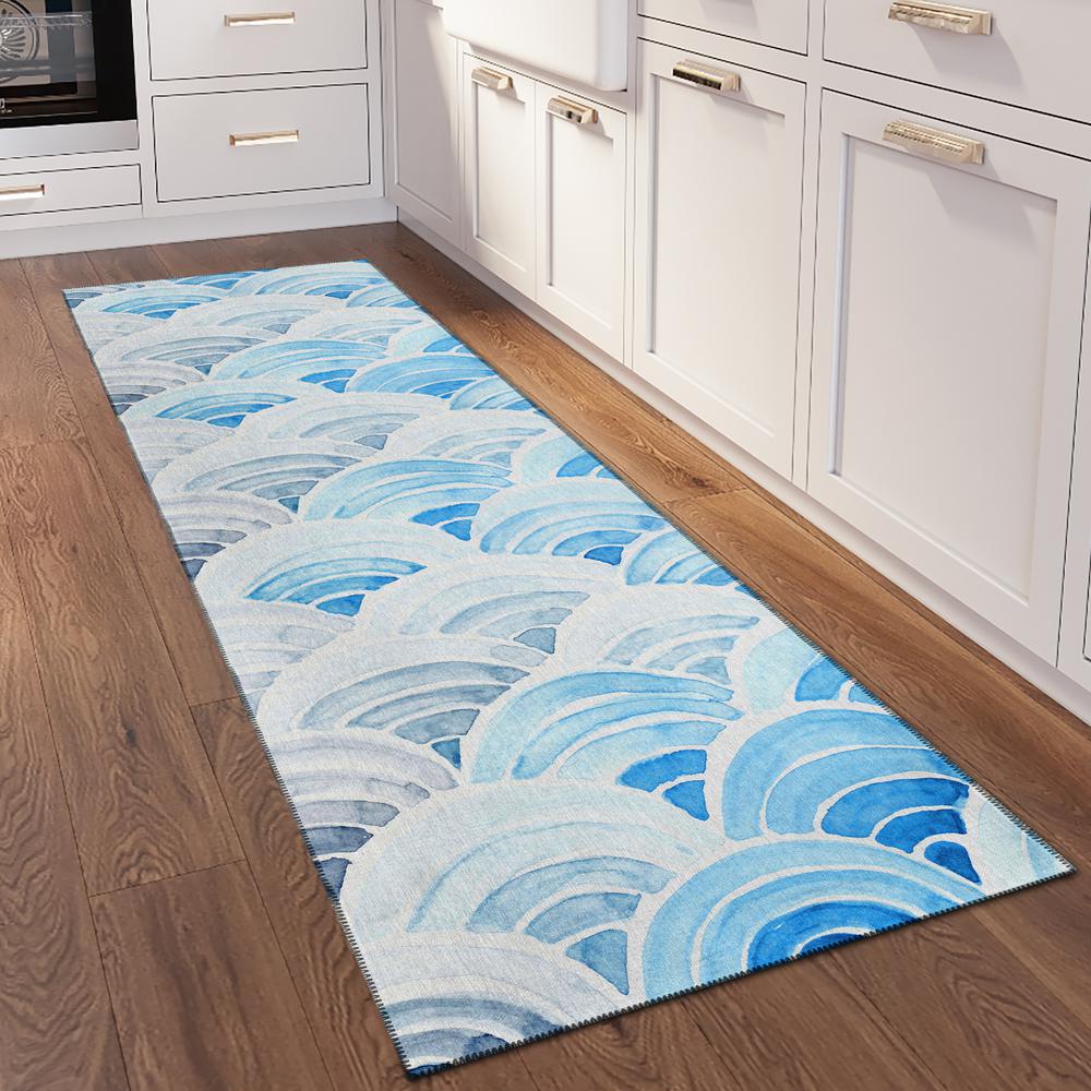 Indoor/Outdoor Surfside ASR35 Blue Washable 2'3" x 7'6" Runner Rug