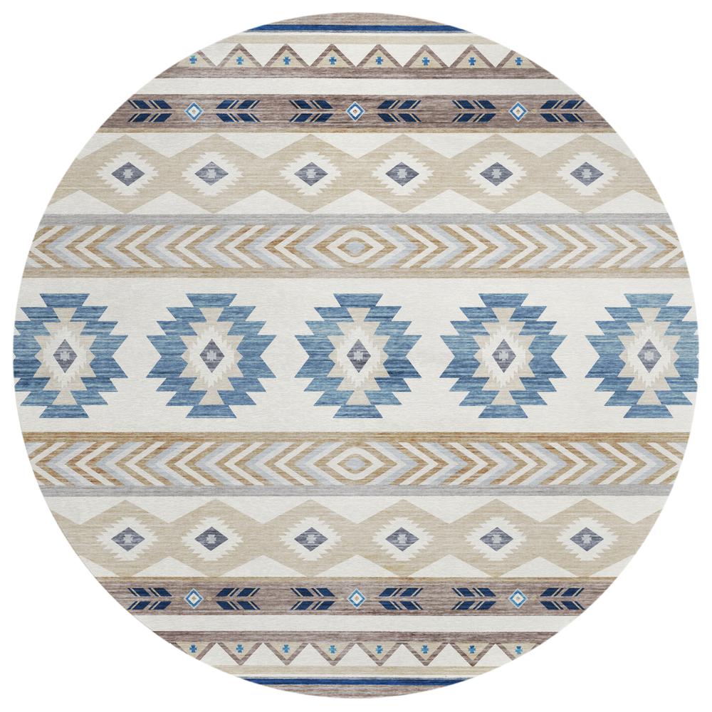 Indoor/Outdoor Sonora ASO33 Taupe Washable 8' x 8' Round Rug