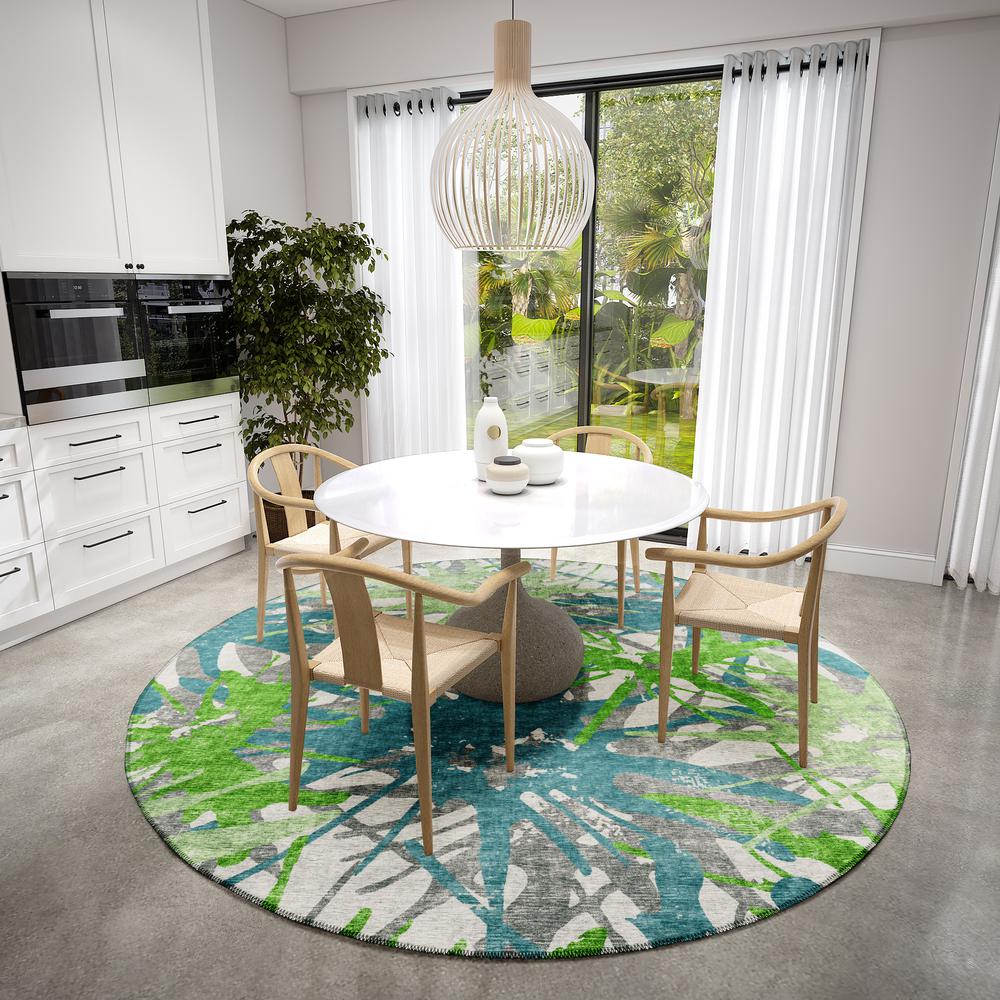 Bravado Green Contemporary Color Splash 8' x 8' Area Rug Green ABV36