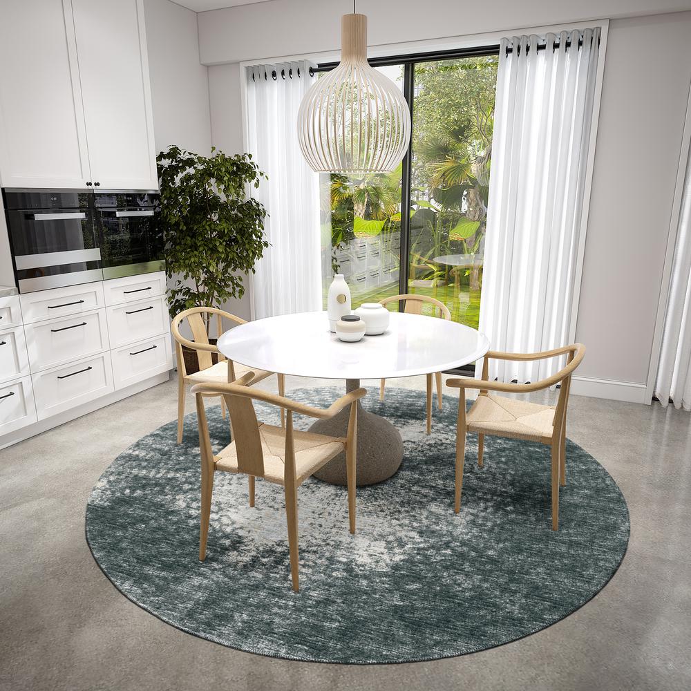 Rylee Black Transitional Abstract 8' x 8' Round Rug Black ARY31