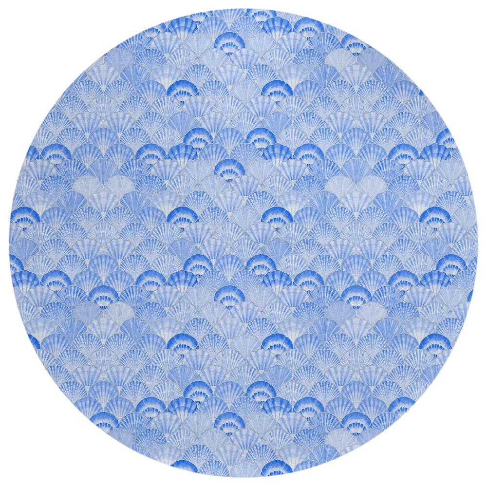 Indoor/Outdoor Surfside ASR32 Blue Washable 8' x 8' Round Rug