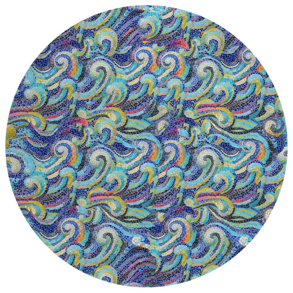 Indoor/Outdoor Surfside ASR44 Ocean Washable 8' x 8' Round Rug