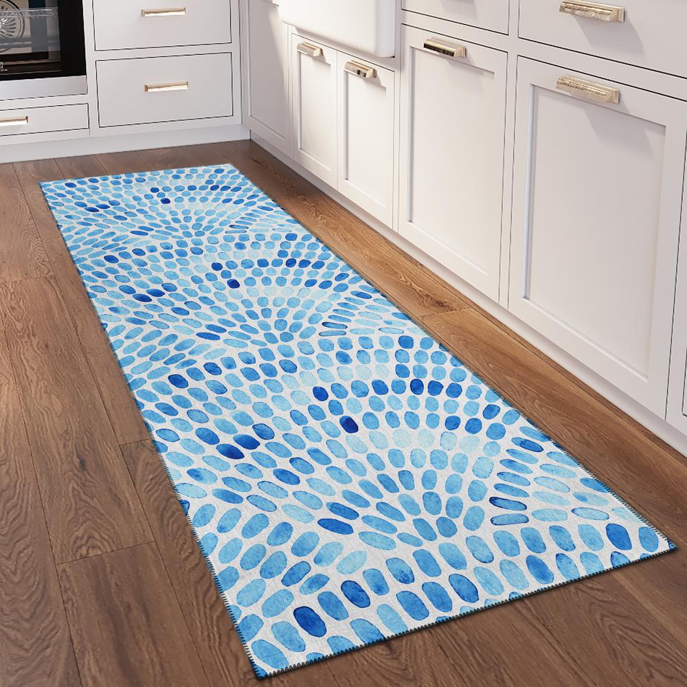 Indoor/Outdoor Surfside ASR37 Blue Washable 2'3" x 7'6" Runner Rug