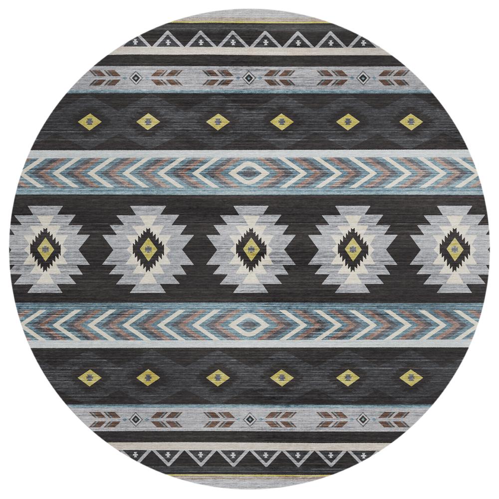 Indoor/Outdoor Sonora ASO33 Midnight Washable 8' x 8' Round Rug