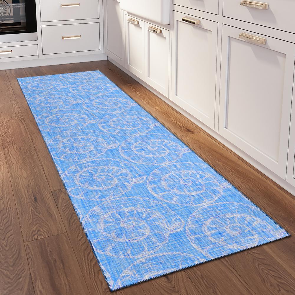 Indoor/Outdoor Surfside ASR41 Blue Washable 2'3" x 7'6" Runner Rug