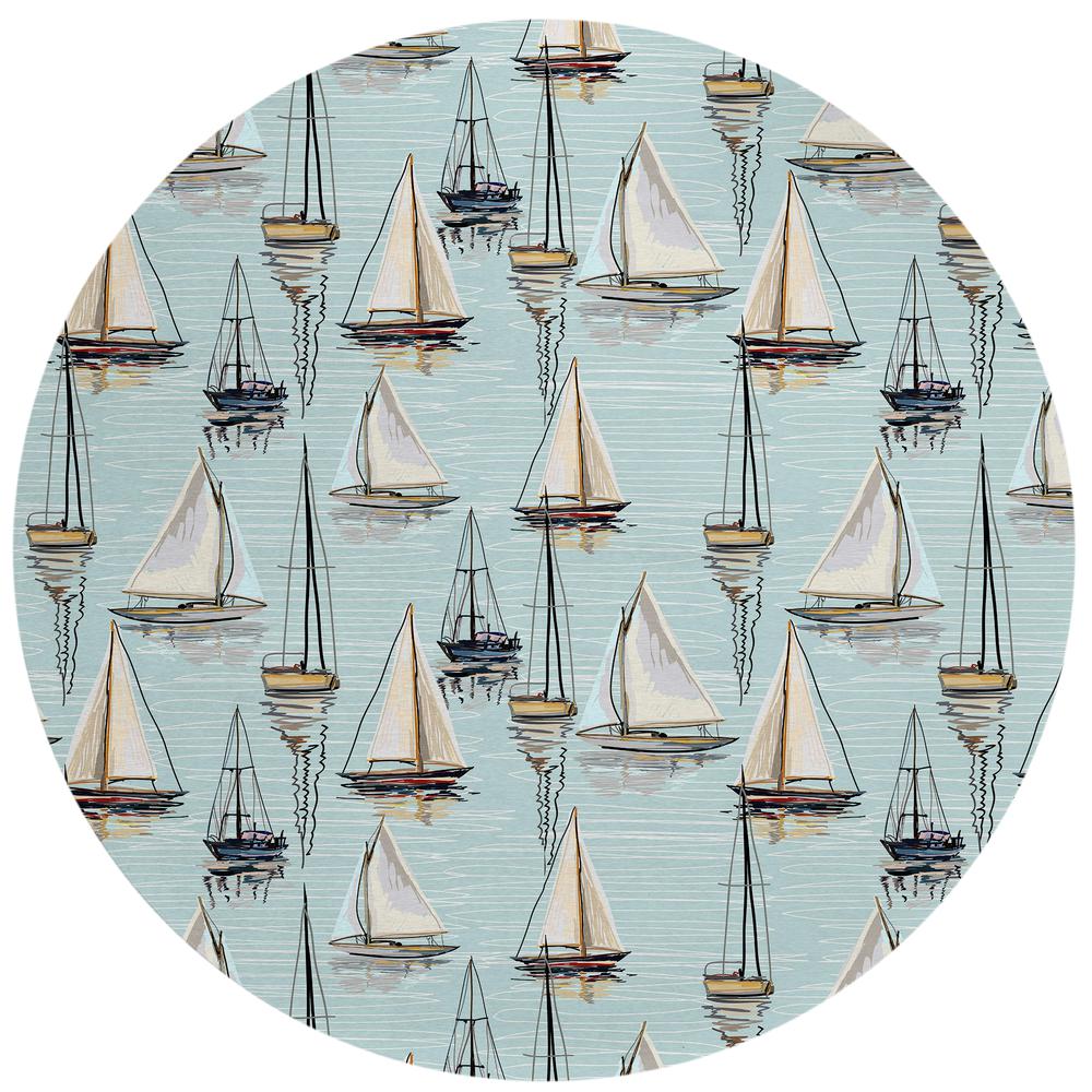 Indoor/Outdoor Harpswell AHP38 Shoreline Washable 8' x 8' Round Rug