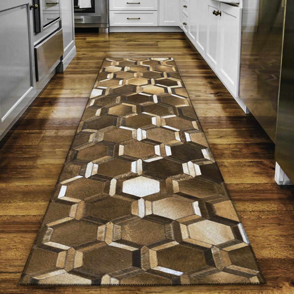 Laredo Brown Animal Patchwork 2'3" x 7'6" Runner Rug Brown ALR31