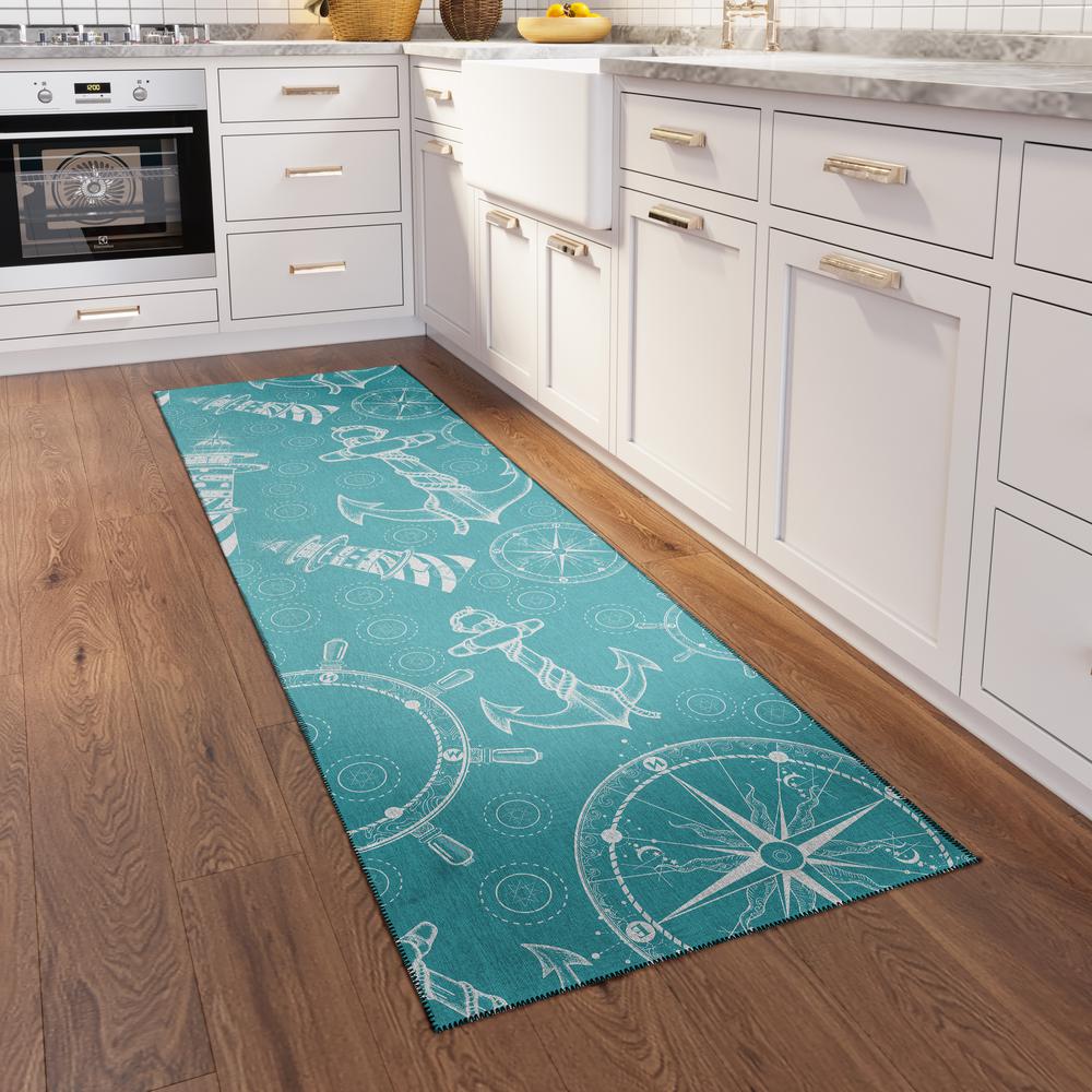 Indoor/Outdoor Harpswell AHP39 Seaglass Washable 2'3" x 7'6" Runner Rug