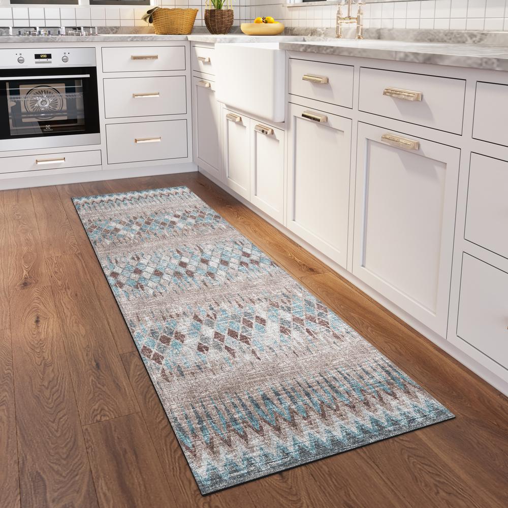 Rylee Blue Transitional Chevron 2'3" x 7'6" Runner Rug Blue ARY35