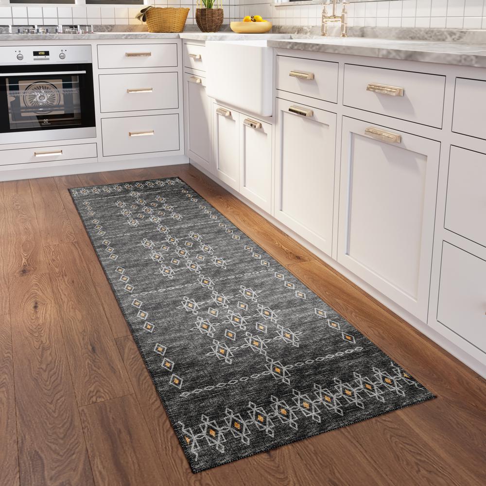 Yuma Gray Transitional Southwest 2'3" x 7'6" Runner Rug Gray AYU33