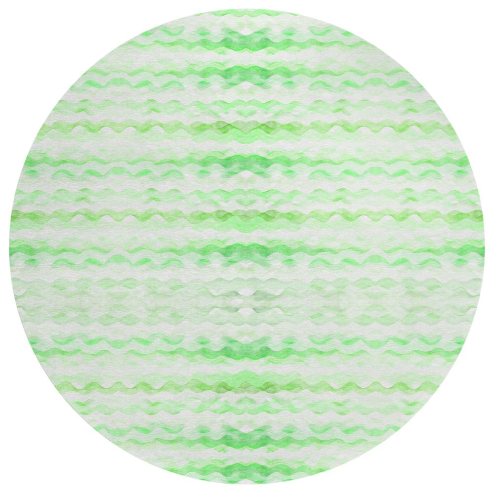 Indoor/Outdoor Surfside ASR46 Green Washable 8' x 8' Round Rug