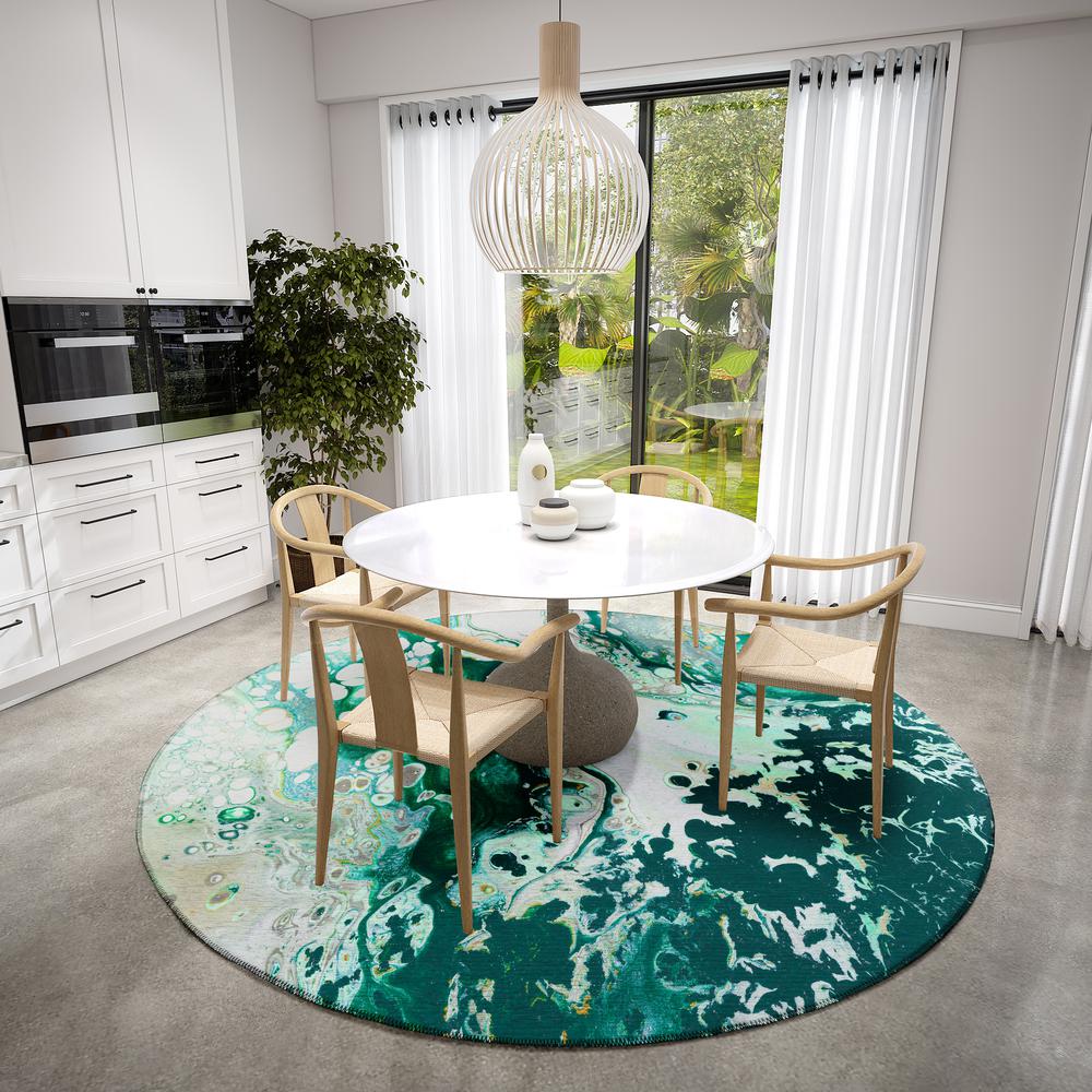 Karina Green Modern Abstract 8' x 8' Area Rug Green AKC40