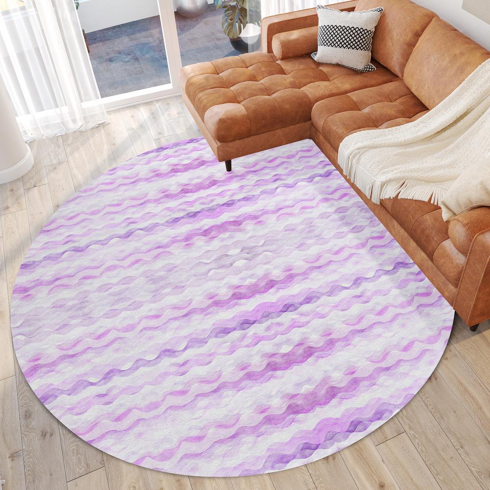 Indoor/Outdoor Surfside ASR46 Purple Washable 8' x 8' Round Rug