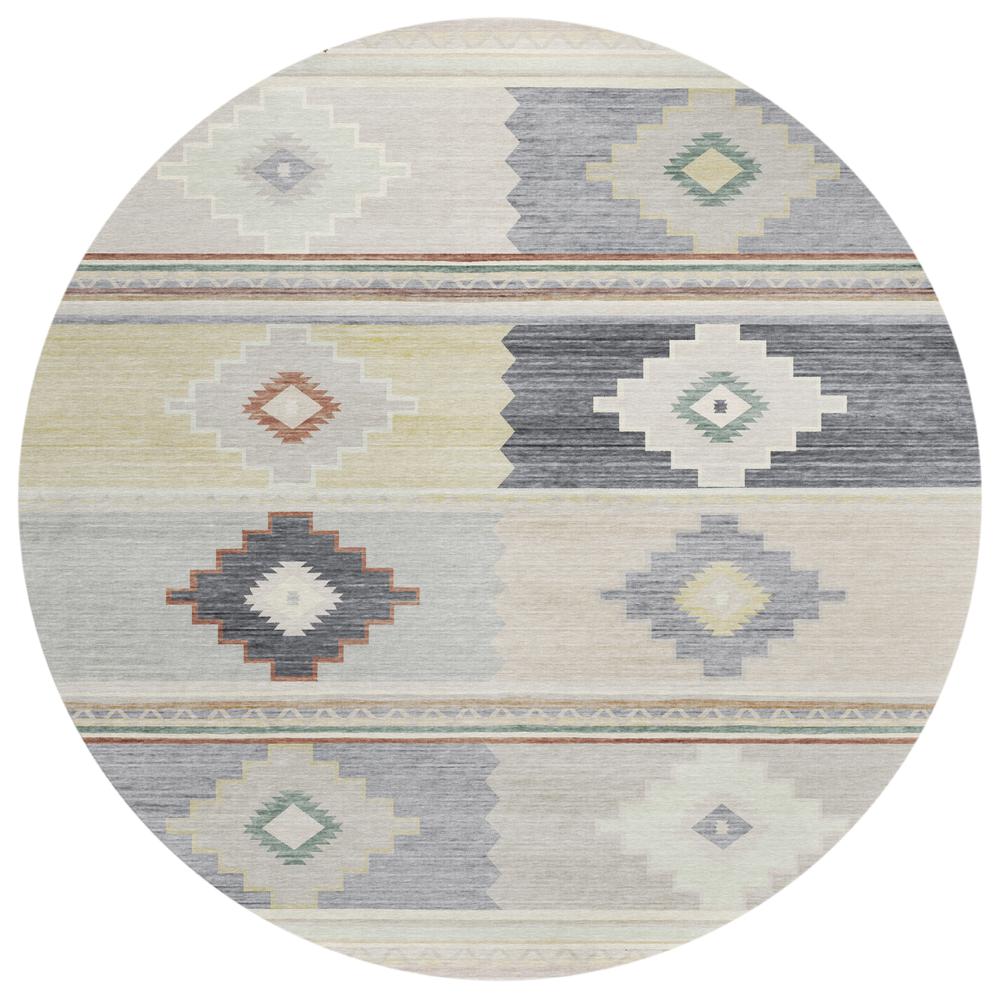 Indoor/Outdoor Sonora ASO31 Gray Washable 8' x 8' Round Rug