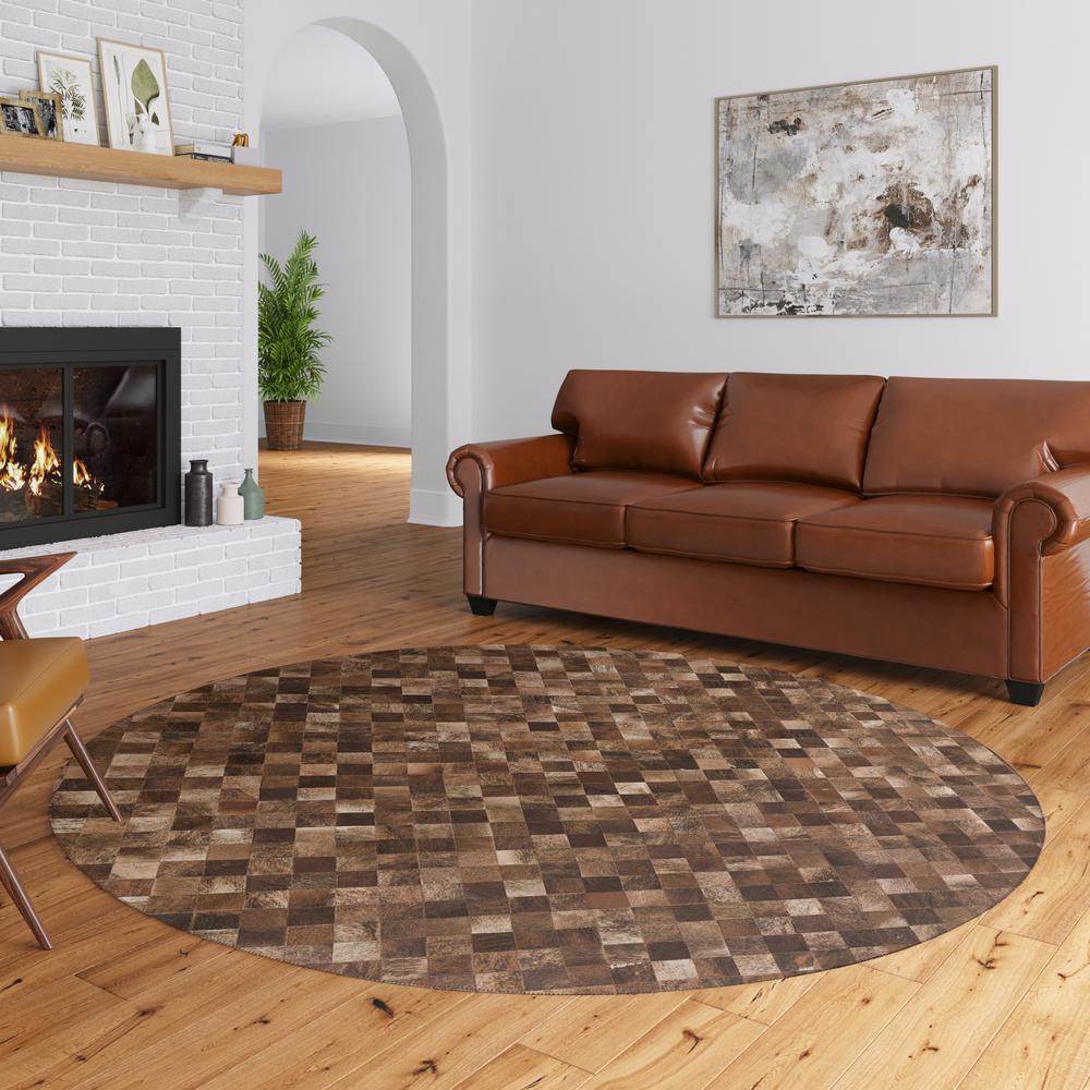 Laredo Brown Animal Patchwork 8' x 8' Round Rug Brown ALR32