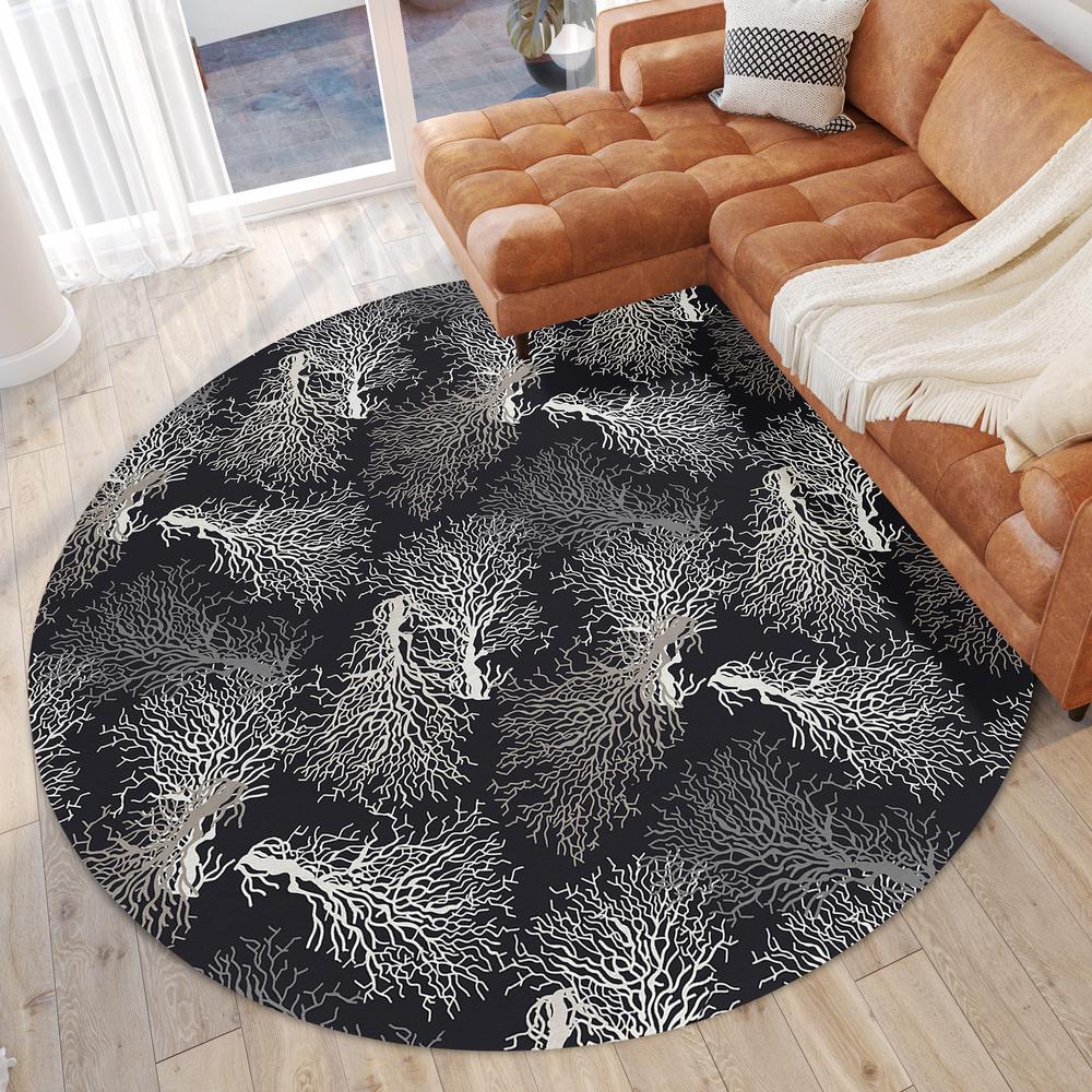 Indoor/Outdoor Surfside ASR33 Midnight Washable 8' x 8' Round Rug