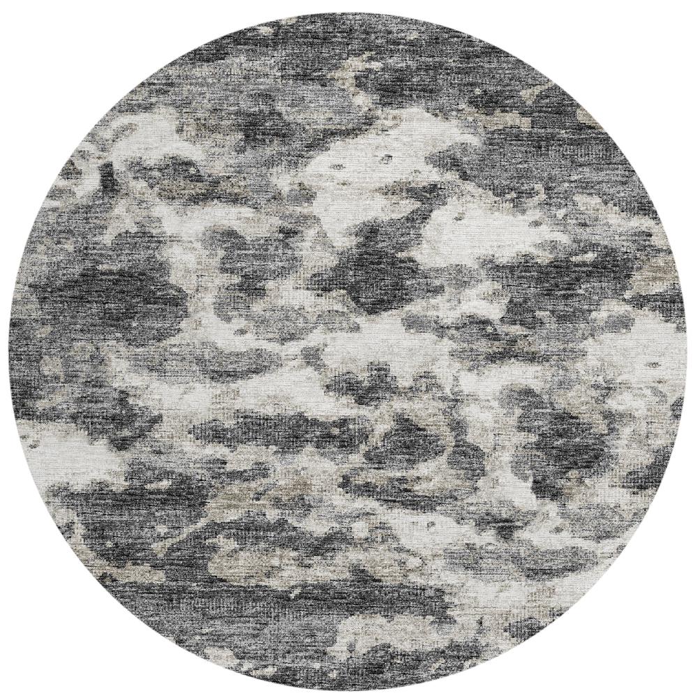 Indoor/Outdoor Accord AAC36 Black Washable 8' x 8' Round Rug