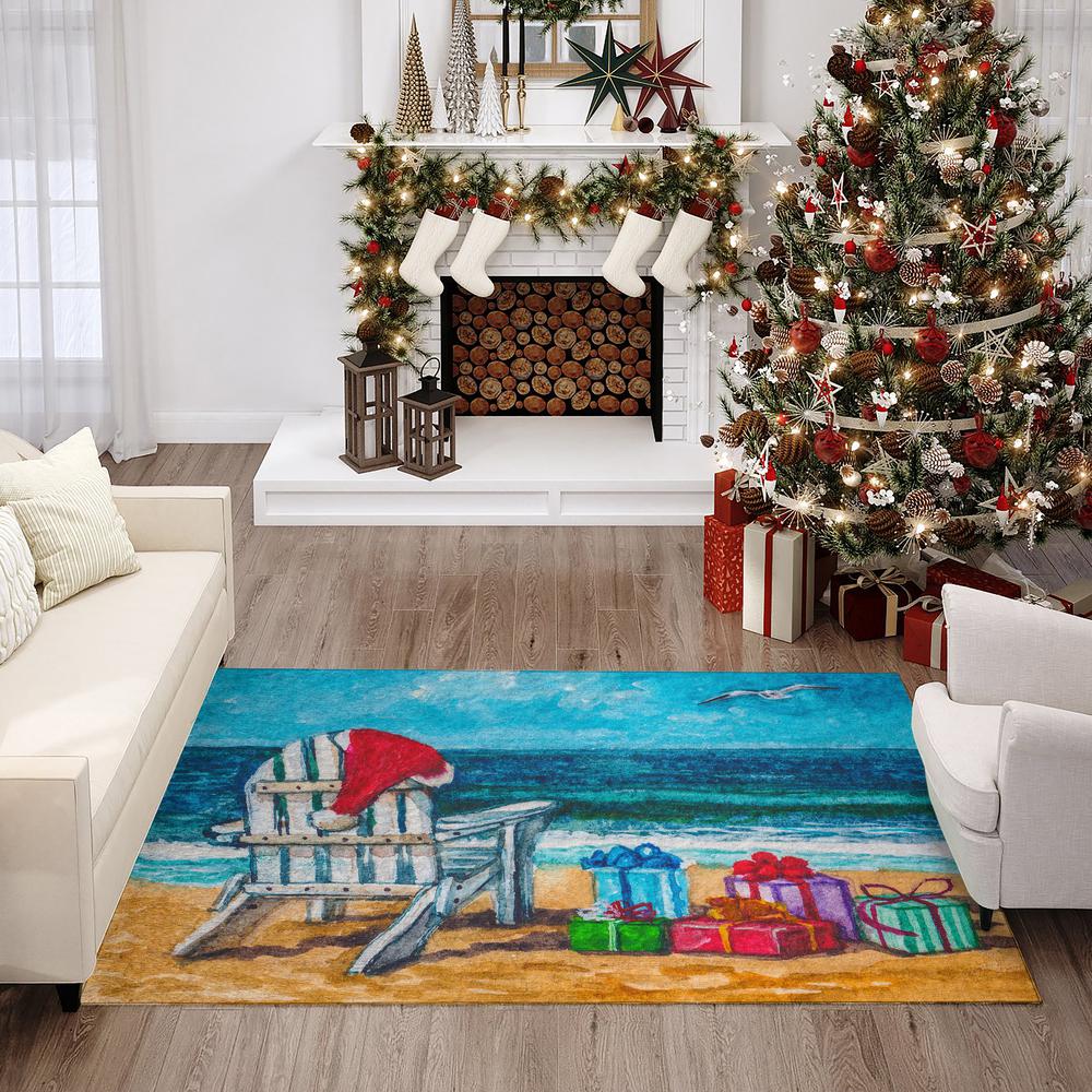 Indoor/Outdoor Cozy Winter ACW39 Blue Washable 30" x 46" Rug