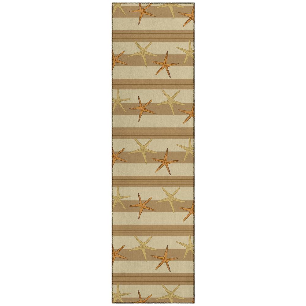 Indoor/Outdoor Surfside ASR42 Tan Washable 2'3" x 7'6" Runner Rug