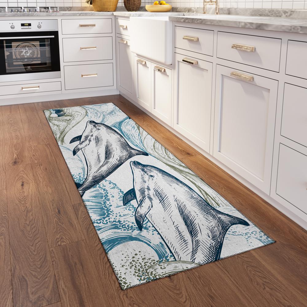 Indoor/Outdoor Harpswell AHP40 Blue Washable 2'3" x 7'6" Runner Rug