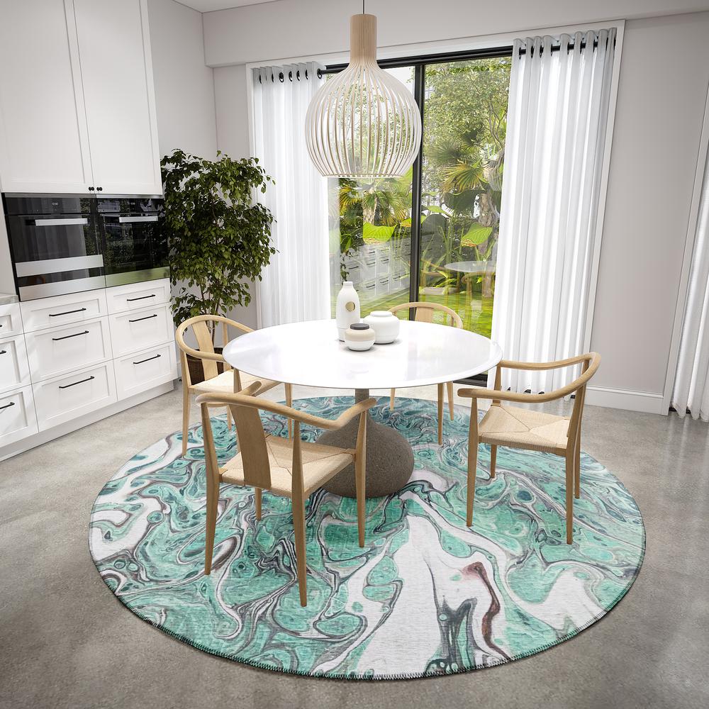 Karina Mint Modern Abstract 8' x 8' Area Rug Mint AKC39