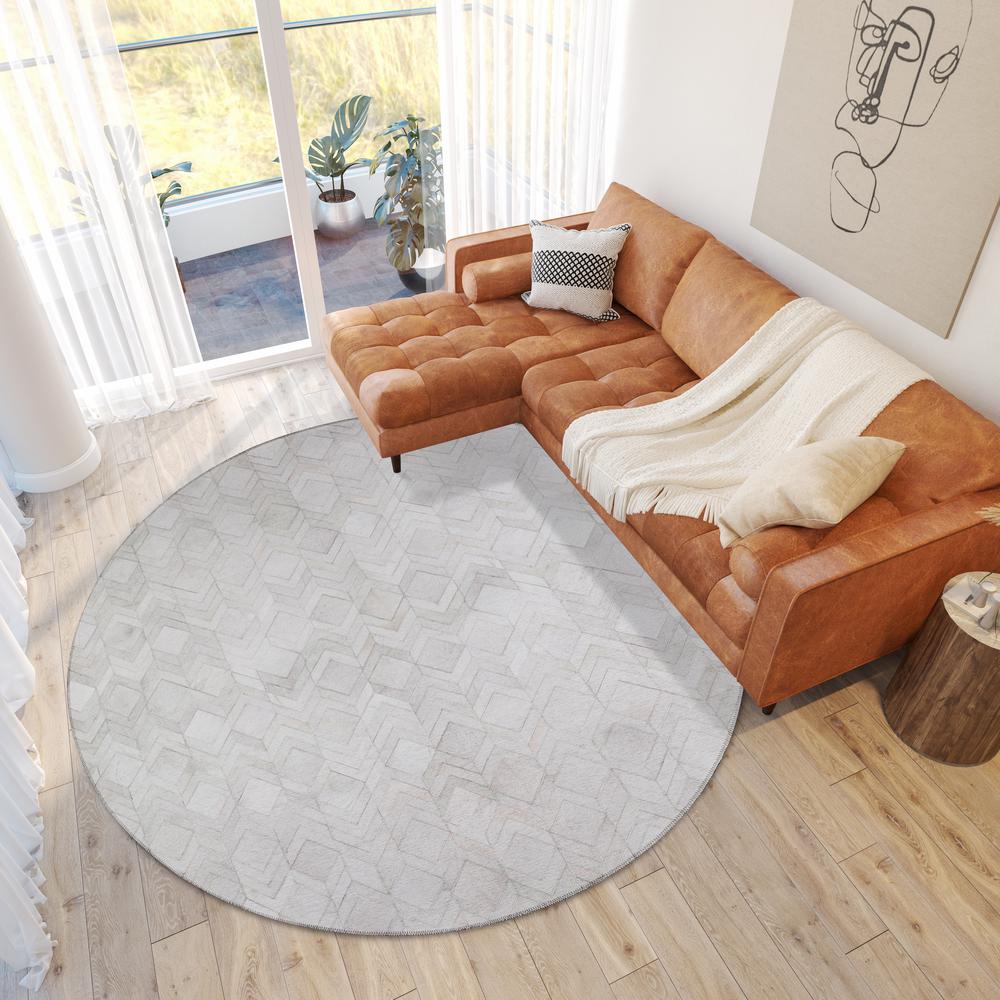 Laredo Ivory Animal Patchwork 8' x 8' Round Rug Ivory ALR35