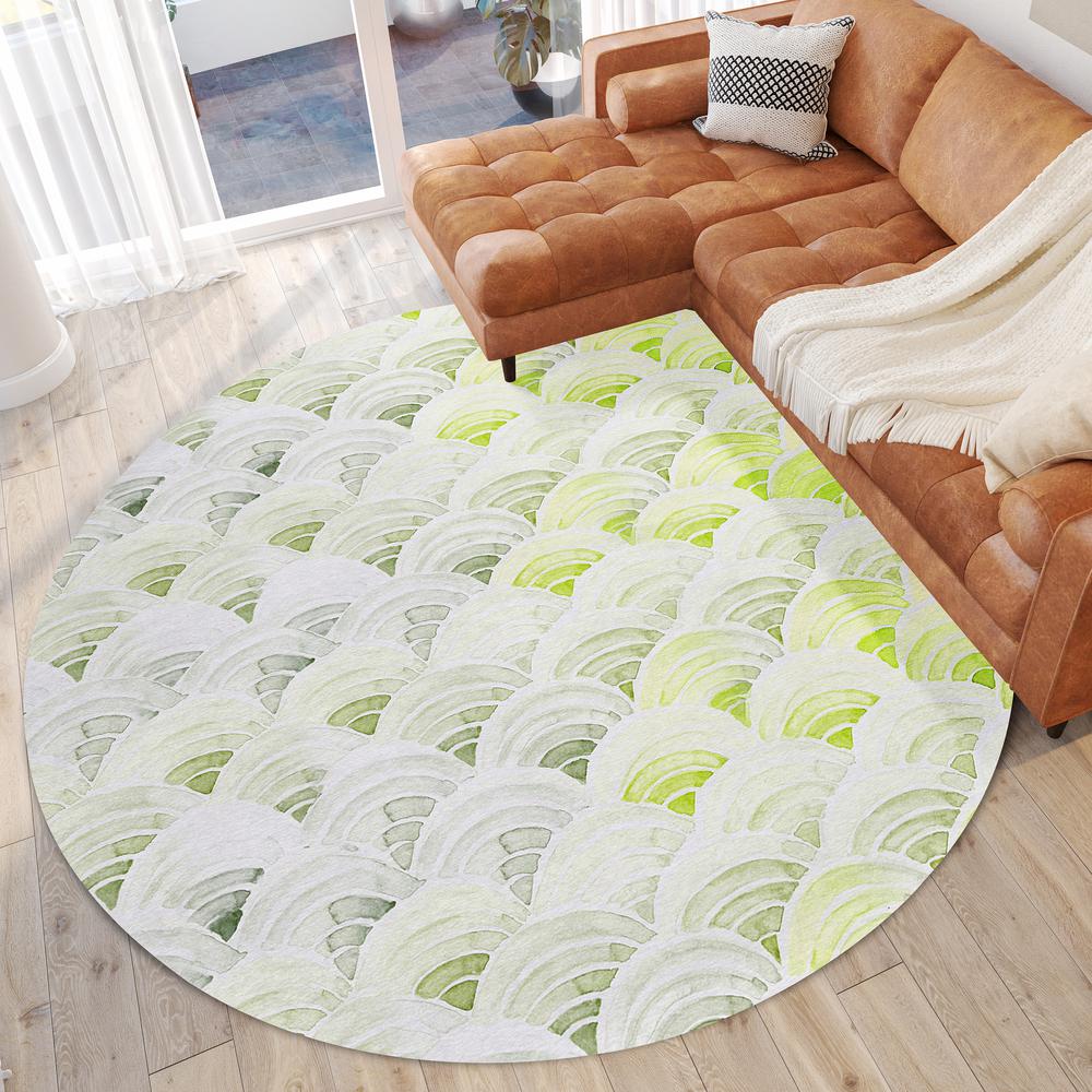 Indoor/Outdoor Surfside ASR35 Green Washable 8' x 8' Round Rug